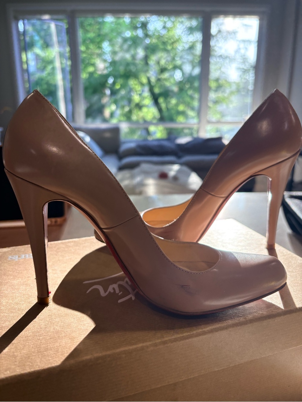 Christian Louboutin Décolleté 868 Nude Leather Pumps Heels